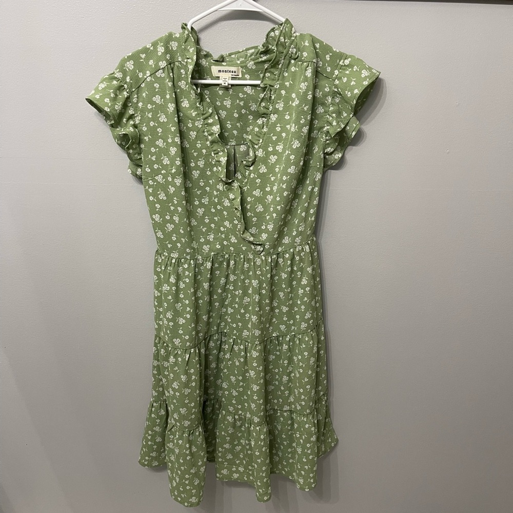 Monteau Juniors Green Floral Dress